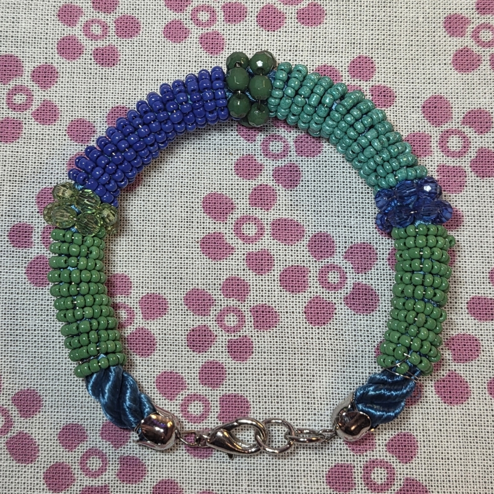Blue And Green Beaded Bracelet